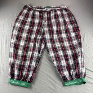 Golfknicker.com Linen Blend Golf Pants Mens 42S Red Tartan 40x20 Preppy Trousers